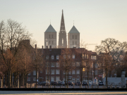 Blik over de kerktorens van Münster